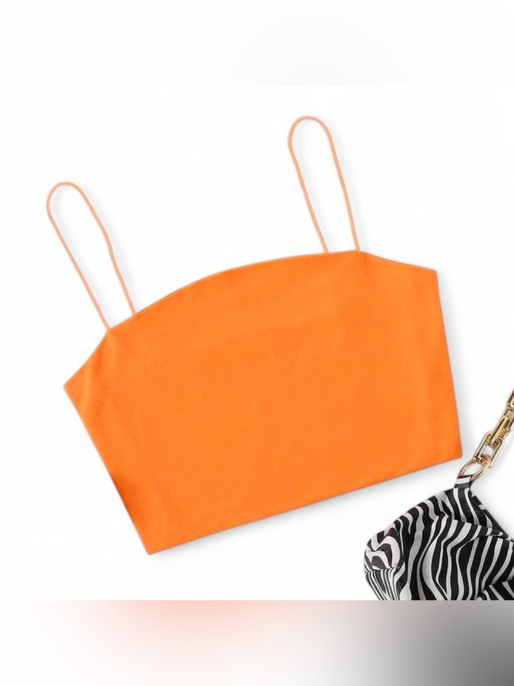 SHEIN Neon Orange Spaghetti Strap Crop Cami